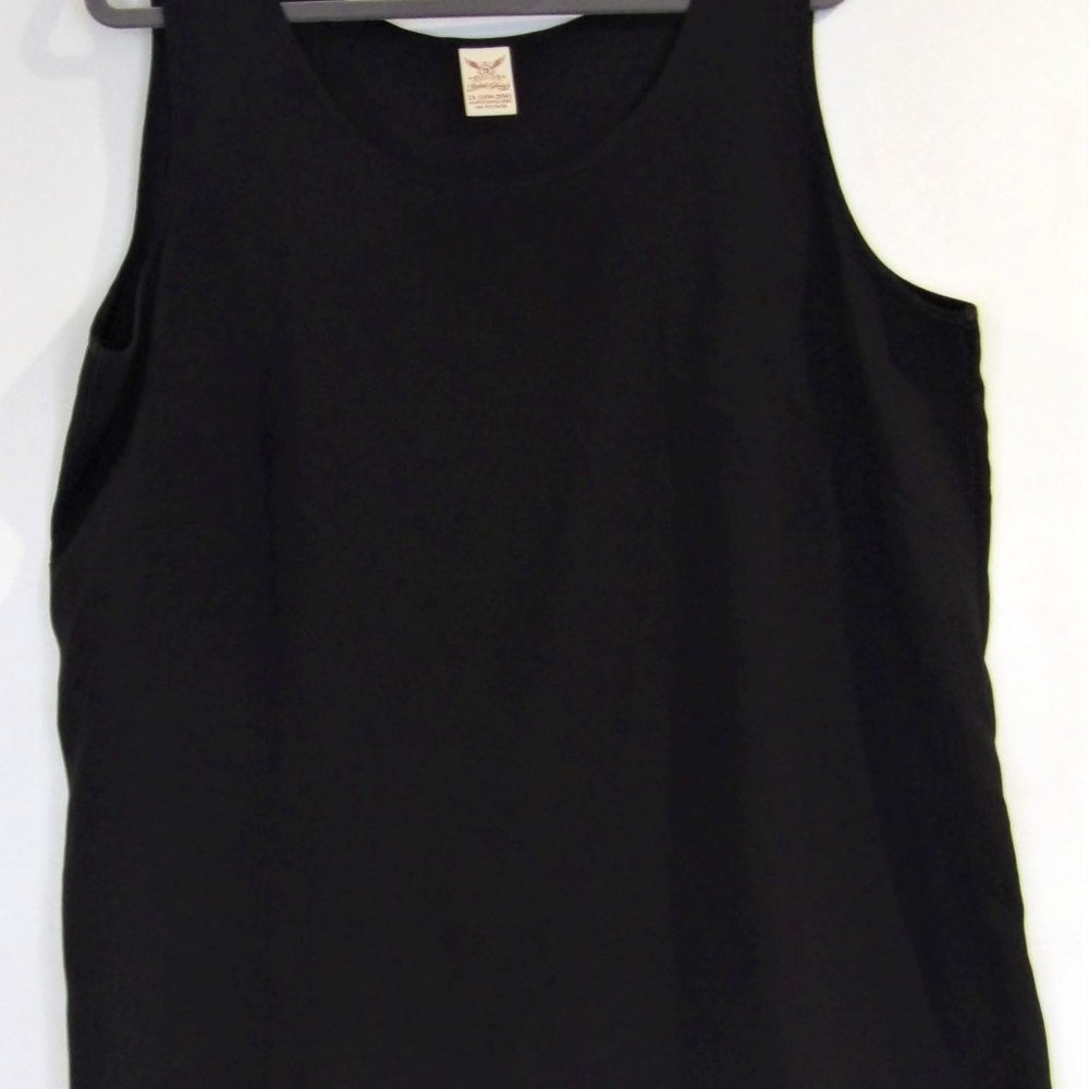 BLACK POLYESTER TANK TOP WITH POCKET FADED GLORY 2X(18W-20W)